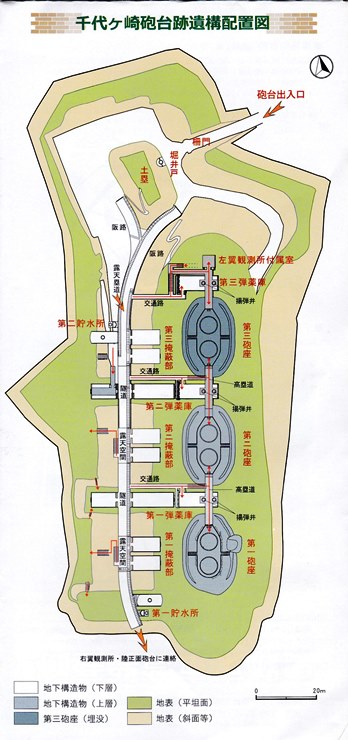 千代ヶ崎砲台位置配置図