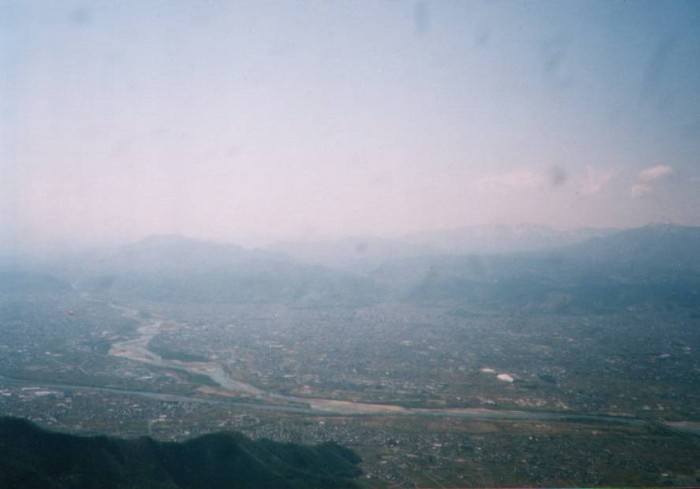 須坂市妙徳山エリア上空より長野市南部を望む