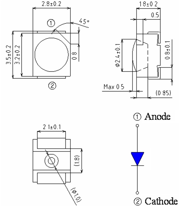 表面実装型LED3528パッケージRGBチップタイプ